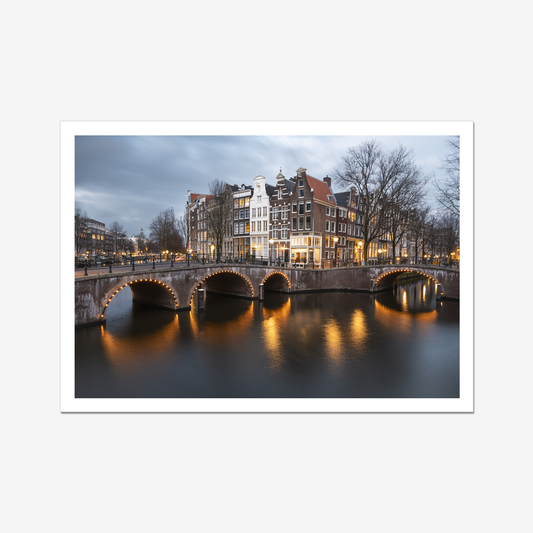 Puente sobre Leidsegracht | Impresión de trapo de fotos de Amsterdam Hahnemühle