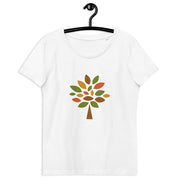 White / S Colourful tree l Women's fitted eco tee lorenacirstea
