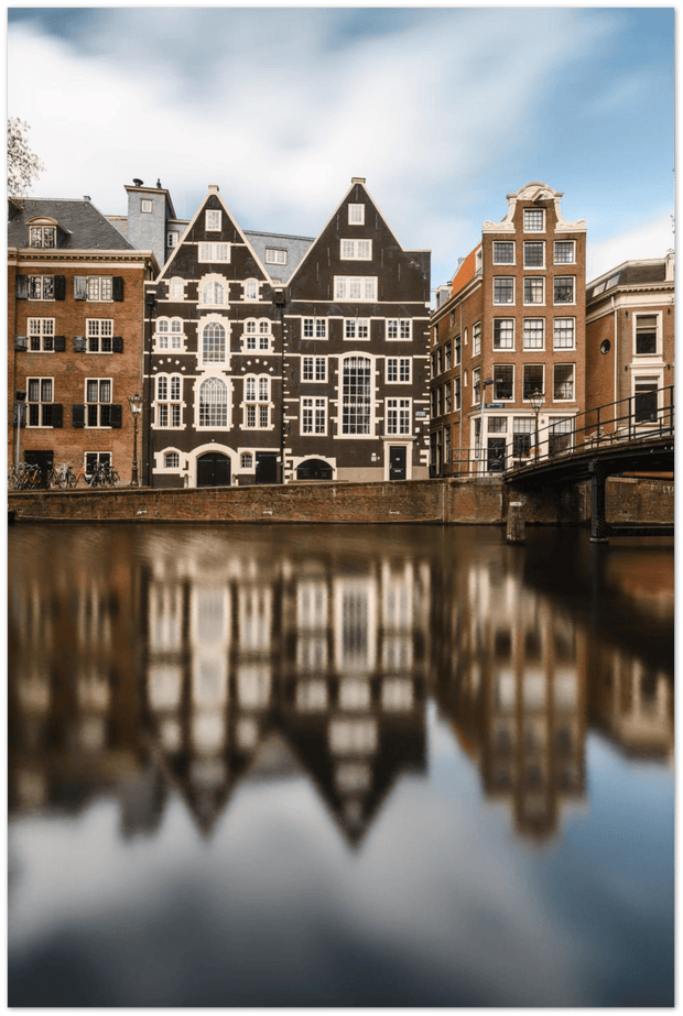 Houses on Oudezijds Voorburgwal canal | Amsterdam l Aluminum Print
