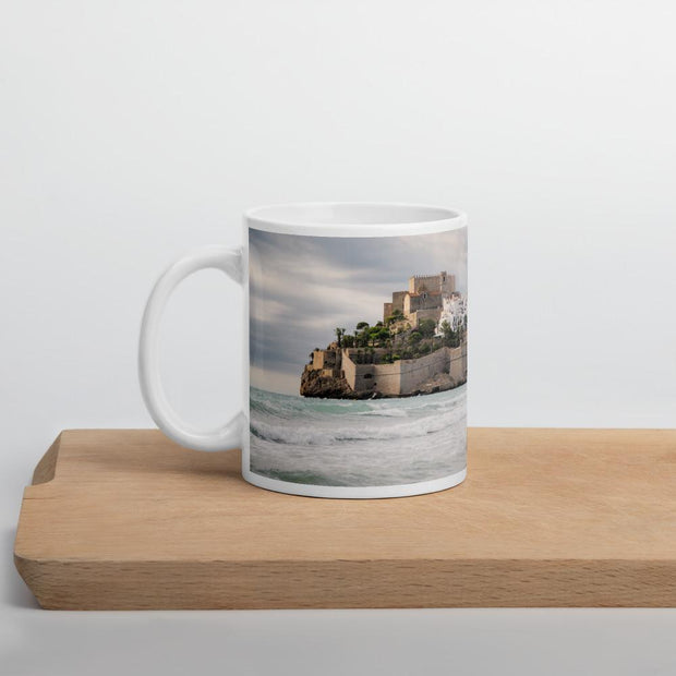 Peñiscola castle, Spain l White glossy mug