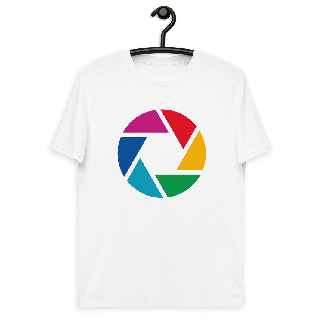 Apertura de cámara - Camiseta unisex de algodón orgánico para fotógrafos