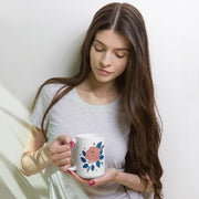 White glossy mug, Rose flower design - lorenacirstea