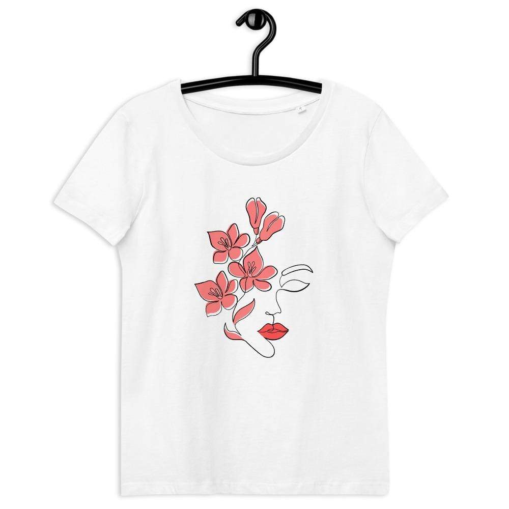 Mujer con flores - Camiseta de algodón orgánico para mujer